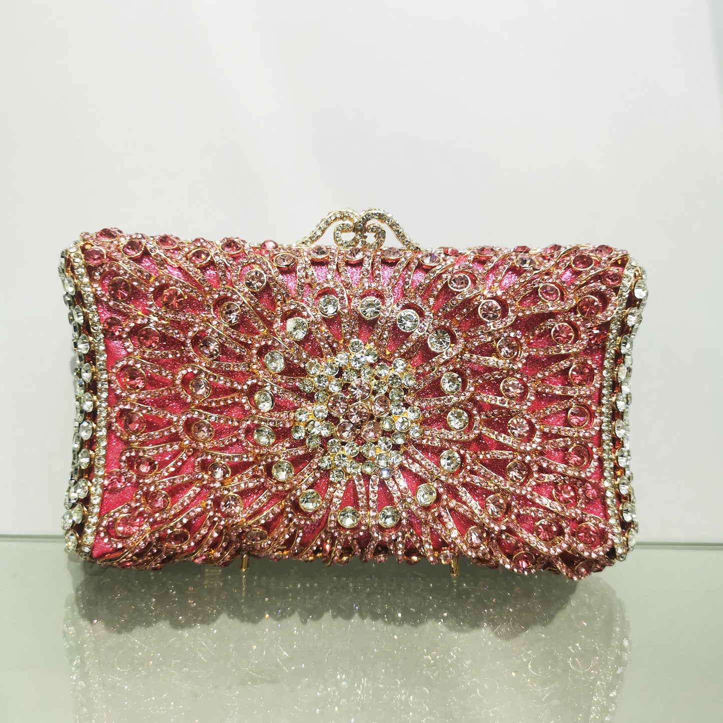 Pink Blue Hollow Out Rhinestone Handbag Woman Diamond Bridal Prom Dinner Purse Retro Style Crystal Wedding Party Cocktail Bags
