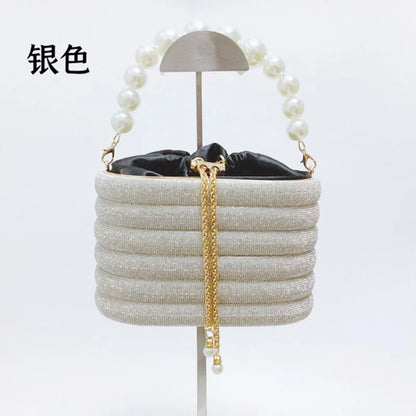 Pink/Blue/Purple Stones Tote Bag summer Rhinestone Small Handbags Dinner Handbag For Women Shoulder Bag Bridal Purse