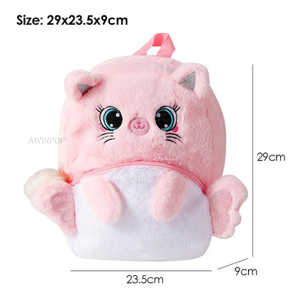 Pink Cat School Bags for Girls Kawaii Travel Backpack Soft Plush Kindergarten Children Kids School Backpack Mochilas Escolares