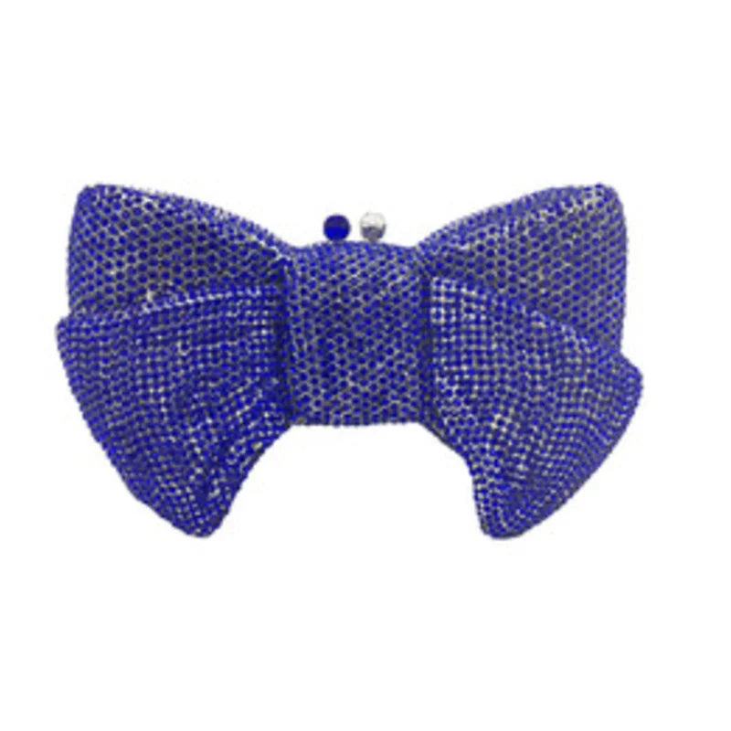 Pink Red Gold Silver Blue Bow Shape Women Crystal Handbag And Purse Party Bridal Metal Evening Wallet Ladies Diamond Clutch Bag
