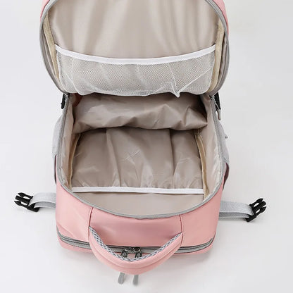 Pink Women Travel Backpack Anti-Theft Water Repellent Stylish Casual Daypack Bag with Luggage Strap & USB Charging Port Backpack
