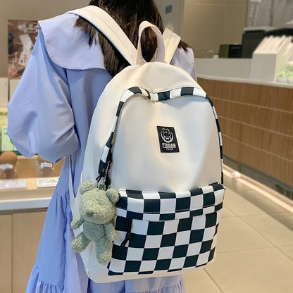 Plaid Female Trendy Teenager Book Bag Girl Travel Laptop Kawaii Backpack Women Leisure School Bags Ladies College Packet Fashion