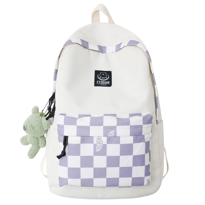 Plaid Female Trendy Teenager Book Bag Girl Travel Laptop Kawaii Backpack Women Leisure School Bags Ladies College Packet Fashion