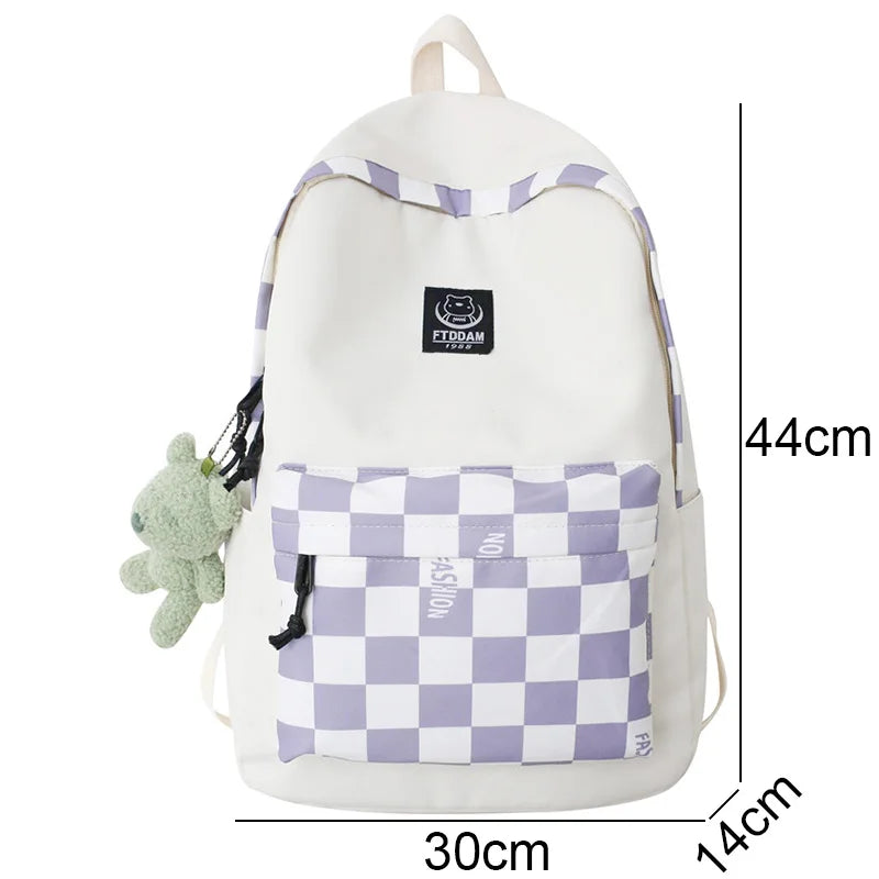 Plaid Female Trendy Teenager Book Bag Girl Travel Laptop Kawaii Backpack Women Leisure School Bags Ladies College Packet Fashion