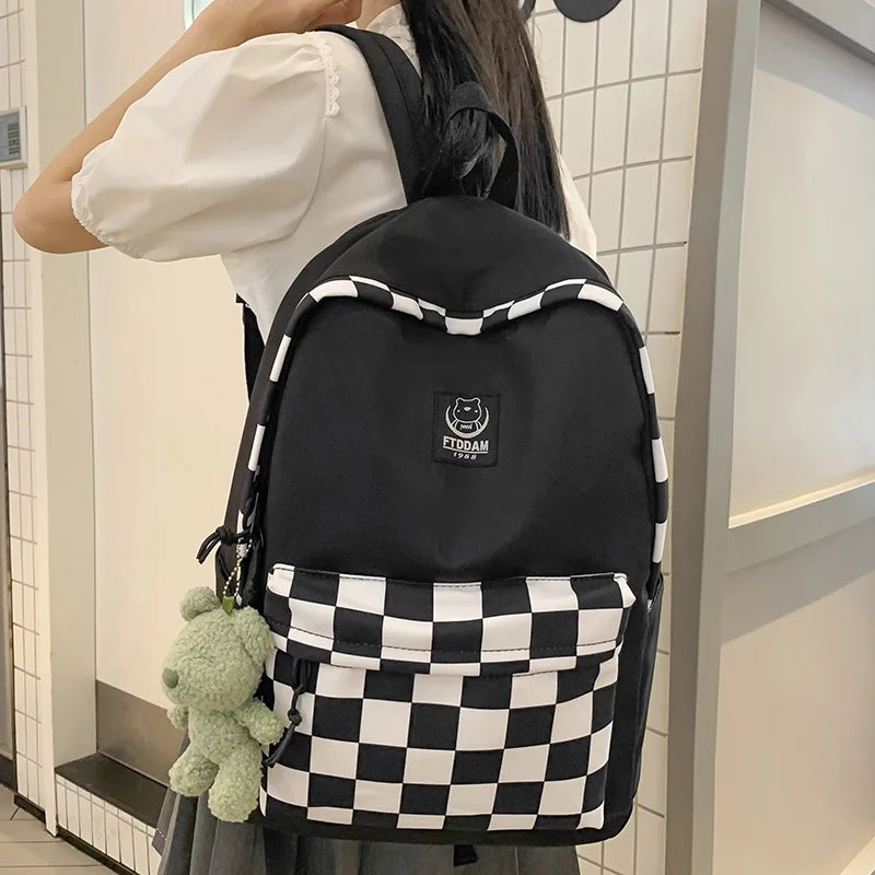Plaid Female Trendy Teenager Book Bag Girl Travel Laptop Kawaii Backpack Women Leisure School Bags Ladies College Packet Fashion