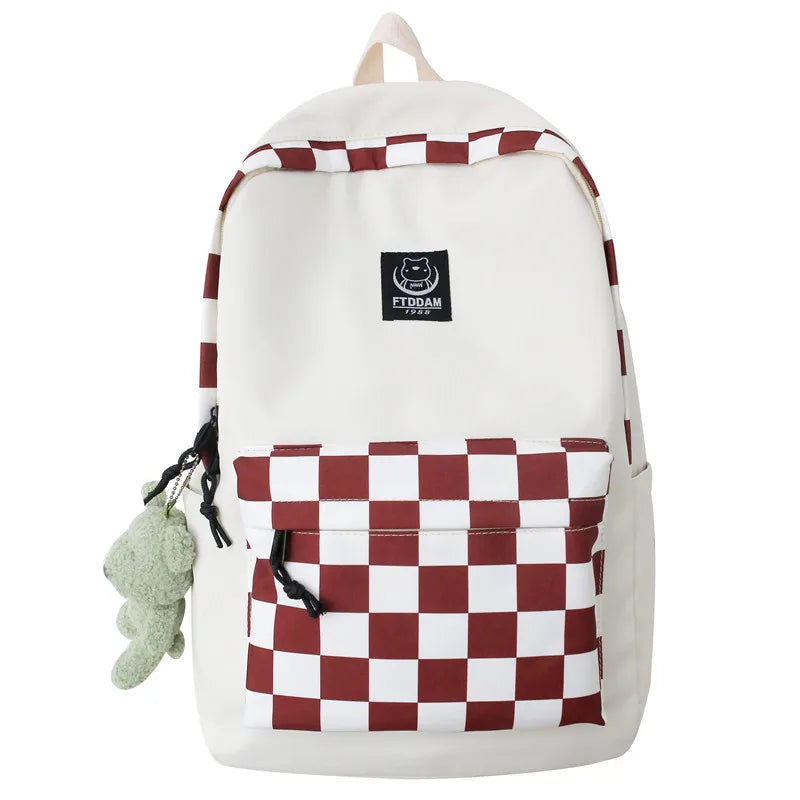 Plaid Female Trendy Teenager Book Bag Girl Travel Laptop Kawaii Backpack Women Leisure School Bags Ladies College Packet Fashion