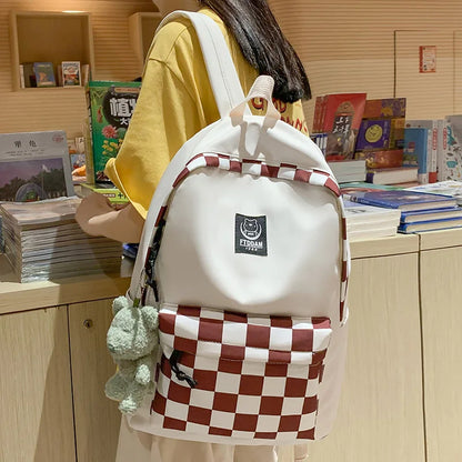 Plaid Female Trendy Teenager Book Bag Girl Travel Laptop Kawaii Backpack Women Leisure School Bags Ladies College Packet Fashion