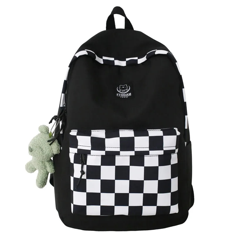 Plaid Female Trendy Teenager Book Bag Girl Travel Laptop Kawaii Backpack Women Leisure School Bags Ladies College Packet Fashion