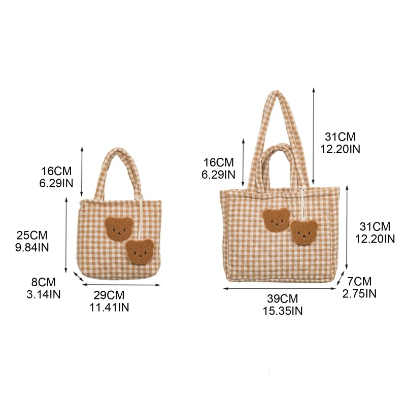 Plaid Tote Handbag Shoulder Bag Book Storage Bag Large Capacity Casual Cute Shopping Bags Dumpling Bag Shoulder Shopper