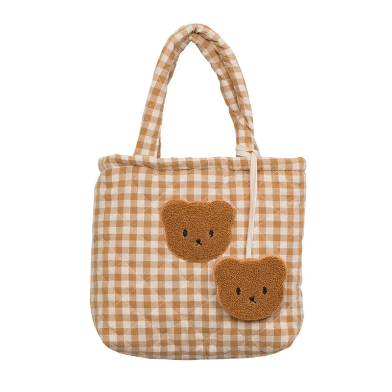 Plaid Tote Handbag Shoulder Bag Book Storage Bag Large Capacity Casual Cute Shopping Bags Dumpling Bag Shoulder Shopper