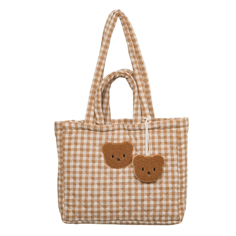 Plaid Tote Handbag Shoulder Bag Book Storage Bag Large Capacity Casual Cute Shopping Bags Dumpling Bag Shoulder Shopper