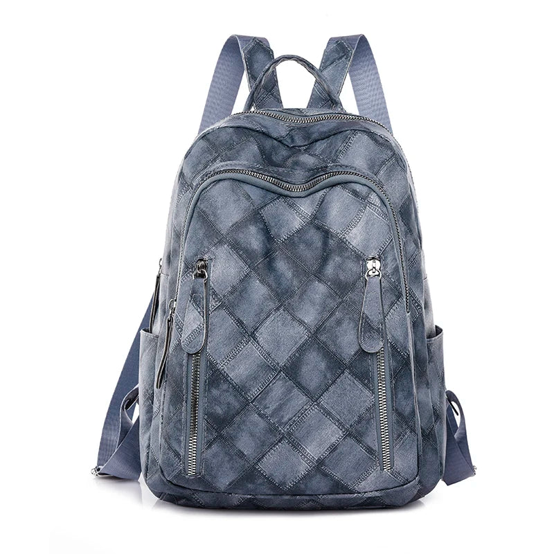 Plaid Vintage Woman Backpack Fashion Ladies Travel Rucksack Casual Women College Student Schoolbag