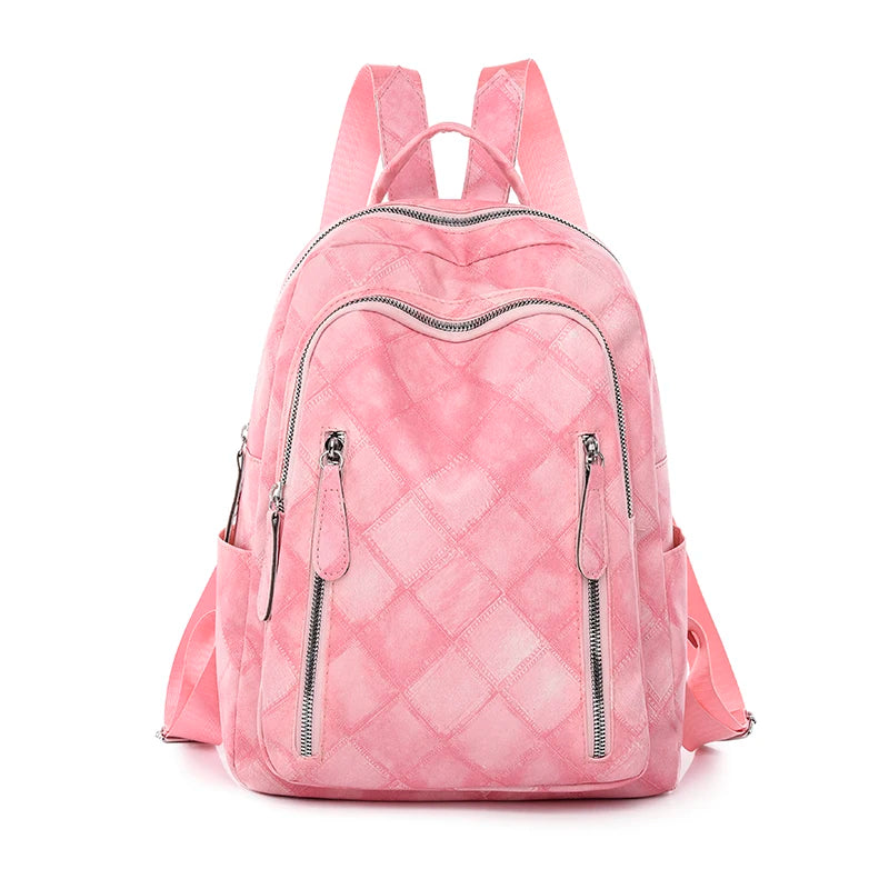 Plaid Vintage Woman Backpack Fashion Ladies Travel Rucksack Casual Women College Student Schoolbag