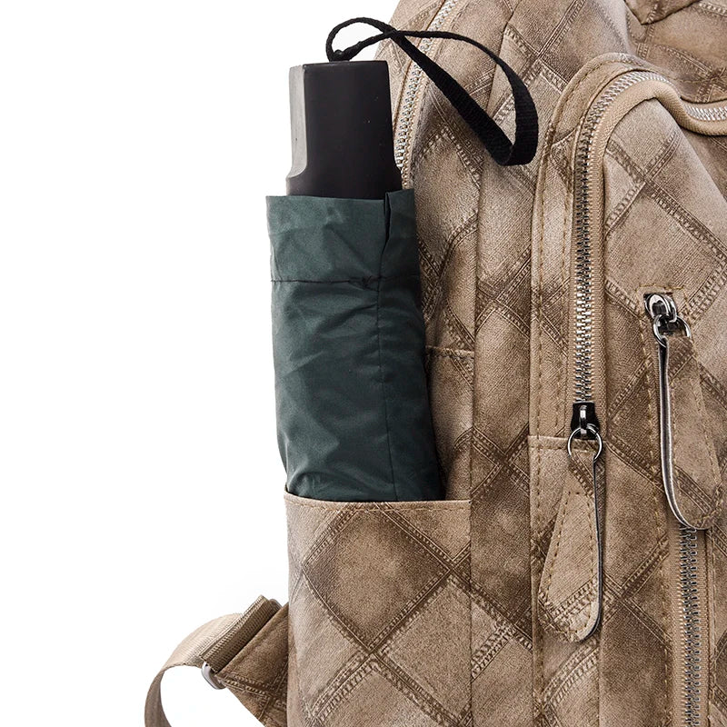 Plaid Vintage Woman Backpack Fashion Ladies Travel Rucksack Casual Women College Student Schoolbag
