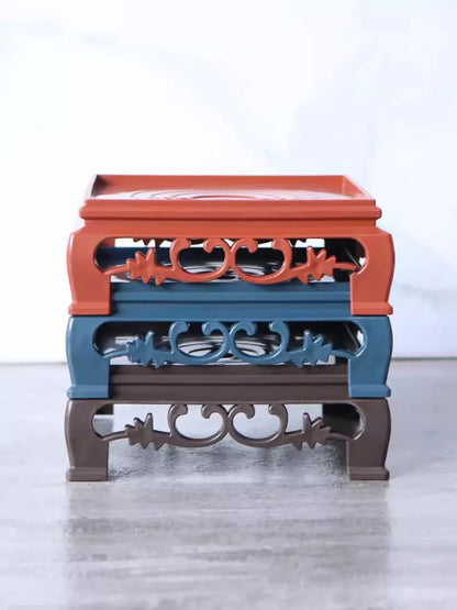 Plastic imitation wooden tray for flower pots, round and square flower pots, flower holder base, water tray, multiple colors