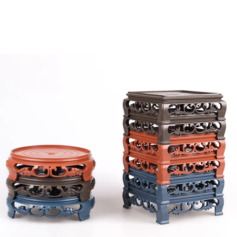 Plastic imitation wooden tray for flower pots, round and square flower pots, flower holder base, water tray, multiple colors