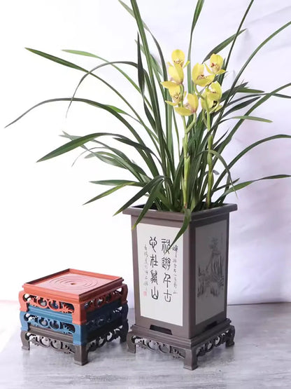 Plastic imitation wooden tray for flower pots, round and square flower pots, flower holder base, water tray, multiple colors