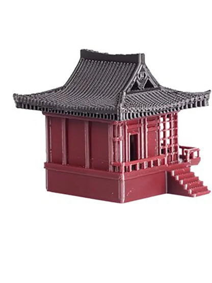 Plastics Chinese Style Ancient Architectural Model Zen House Shape 3D Printing Fish Tank Micro Landscape Study Decoration 231218