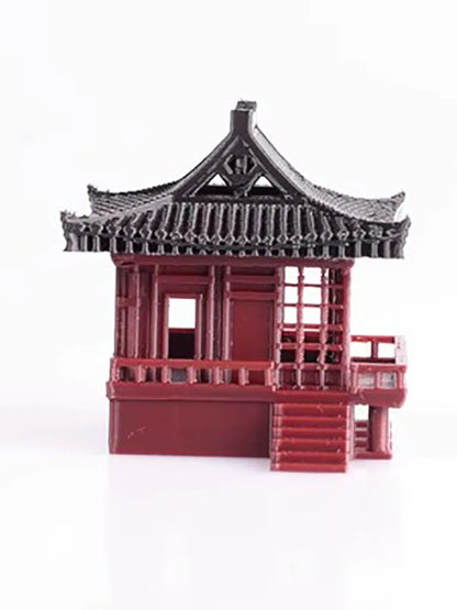Plastics Chinese Style Ancient Architectural Model Zen House Shape 3D Printing Fish Tank Micro Landscape Study Decoration 231218