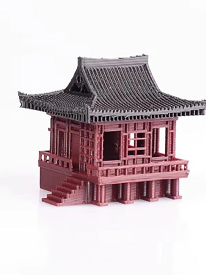Plastics Chinese Style Ancient Architectural Model Zen House Shape 3D Printing Fish Tank Micro Landscape Study Decoration 231218