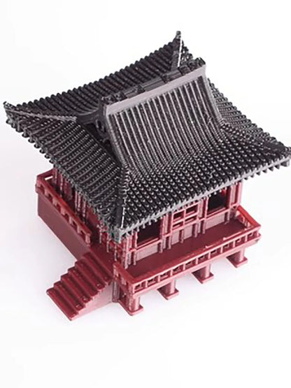 Plastics Chinese Style Ancient Architectural Model Zen House Shape 3D Printing Fish Tank Micro Landscape Study Decoration 231218