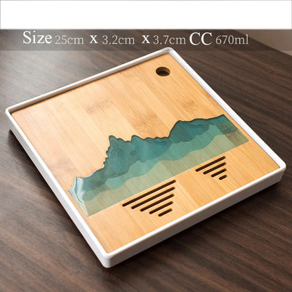Plastics and Bamboo Tea Trays Tea Table Handmade Serving Tray Kung Fu Tea Accessories