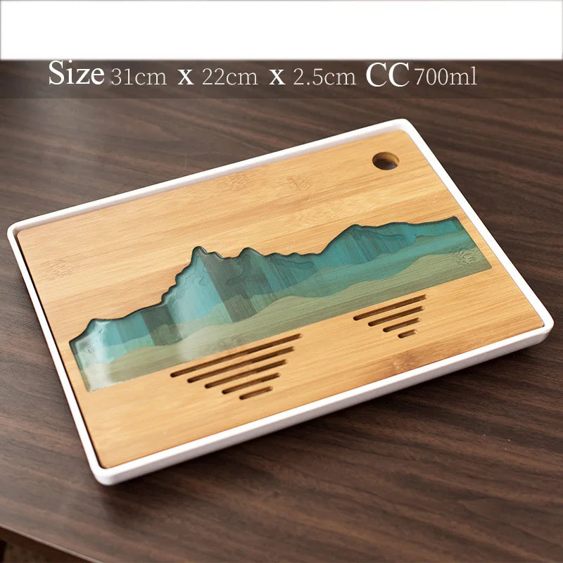 Plastics and Bamboo Tea Trays Tea Table Handmade Serving Tray Kung Fu Tea Accessories