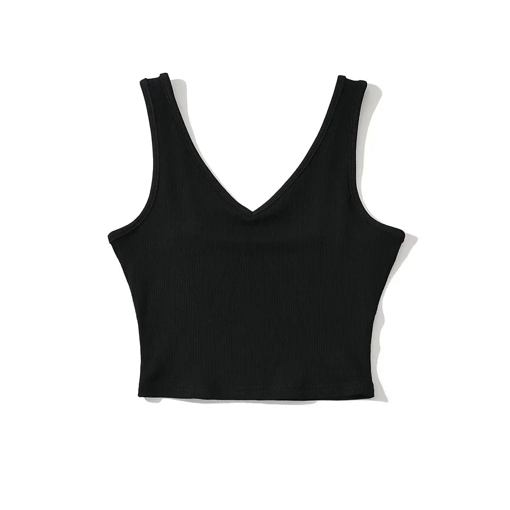 Please use this size; S/4 M/6 L/8 V Neck Summer Top Sleeveless Women Sexy Basic T Shirt White Ribbed Black Tank Top Casual