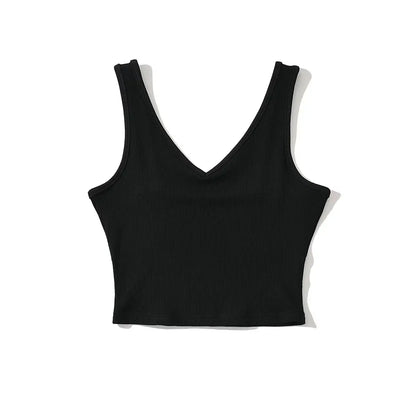 Please use this size; S/4 M/6 L/8 V Neck Summer Top Sleeveless Women Sexy Basic T Shirt White Ribbed Black Tank Top Casual