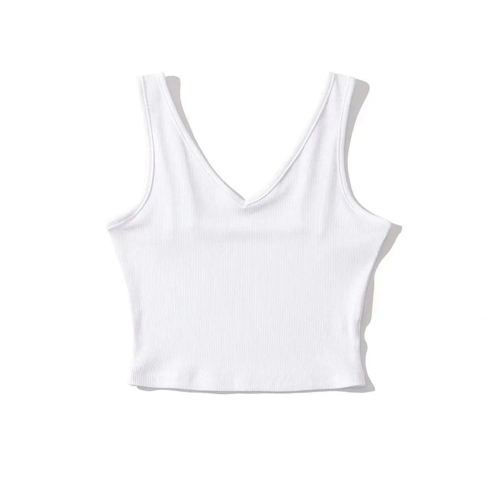 Please use this size; S/4 M/6 L/8 V Neck Summer Top Sleeveless Women Sexy Basic T Shirt White Ribbed Black Tank Top Casual