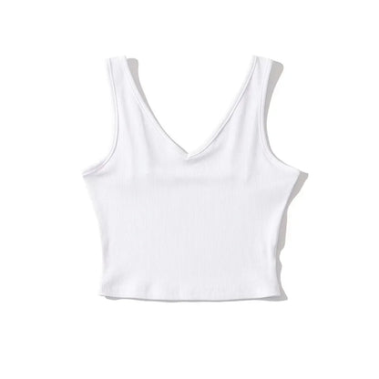 Please use this size; S/4 M/6 L/8 V Neck Summer Top Sleeveless Women Sexy Basic T Shirt White Ribbed Black Tank Top Casual