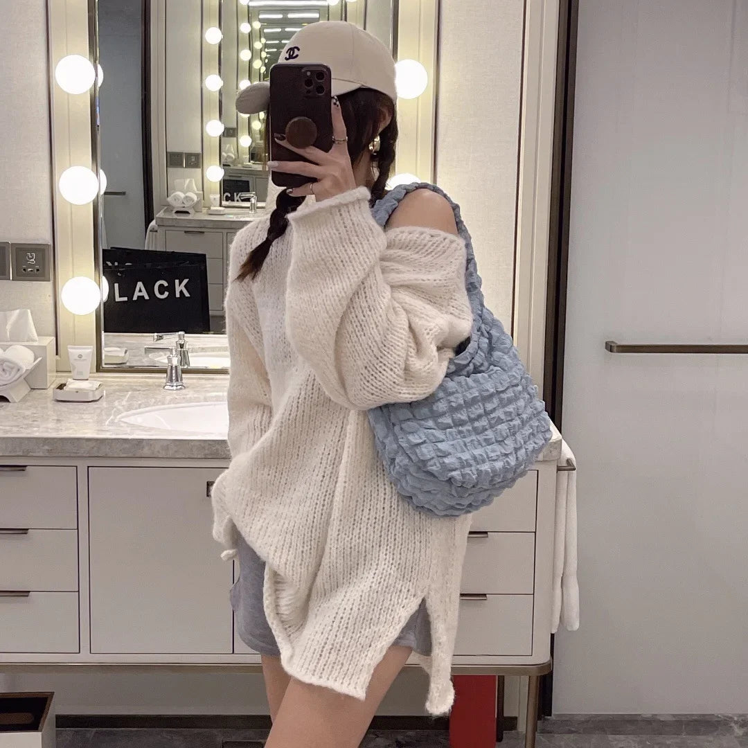 Pleated Cloud Underarm Women's Bag 2024 Summer Korean Style Girls Solid Color Shoulder Bag Commuter Bags Shopping Bags