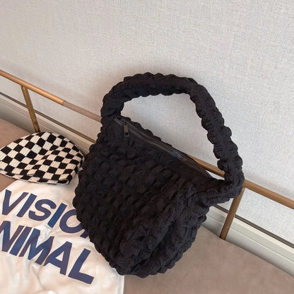 Pleated Cloud Underarm Women's Bag 2024 Summer Korean Style Girls Solid Color Shoulder Bag Commuter Bags Shopping Bags