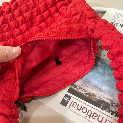 Pleated Cloud Underarm Women's Bag 2024 Summer Korean Style Girls Solid Color Shoulder Bag Commuter Bags Shopping Bags