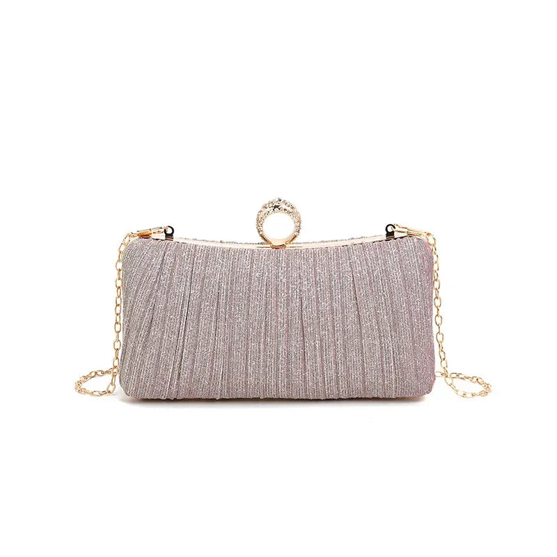 Pleated Evening Bag, Elegant and Luxurious Banquet Clutch, Shoulder Crossbody Bag for Girls, Enhances Temperament