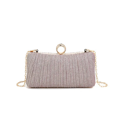 Pleated Evening Bag, Elegant and Luxurious Banquet Clutch, Shoulder Crossbody Bag for Girls, Enhances Temperament