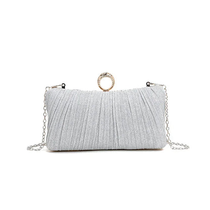 Pleated Evening Bag, Elegant and Luxurious Banquet Clutch, Shoulder Crossbody Bag for Girls, Enhances Temperament