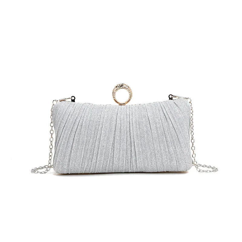 Pleated Evening Bag, Elegant and Luxurious Banquet Clutch, Shoulder Crossbody Bag for Girls, Enhances Temperament