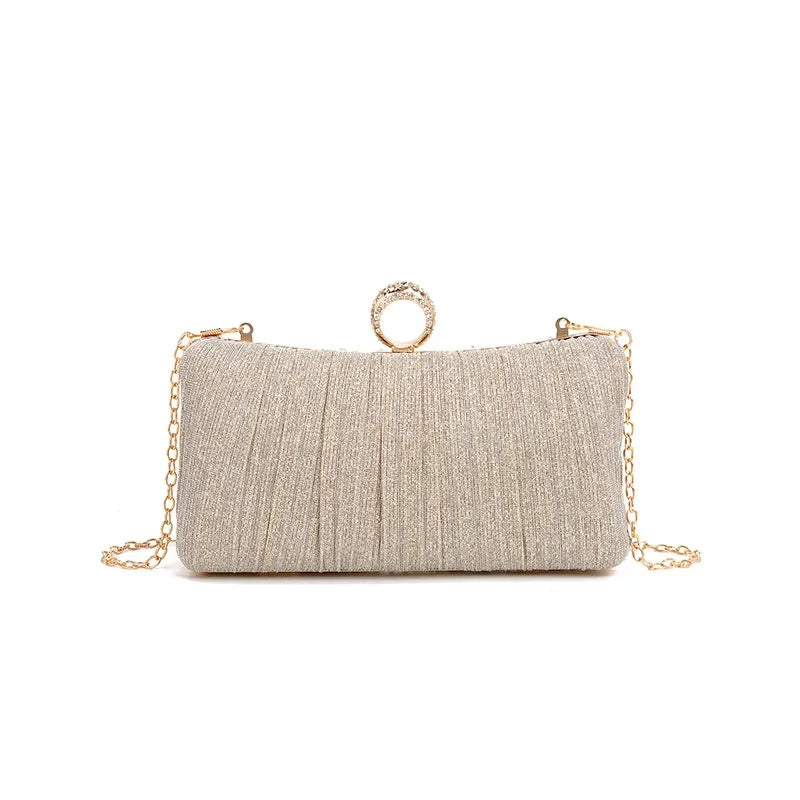 Pleated Evening Bag, Elegant and Luxurious Banquet Clutch, Shoulder Crossbody Bag for Girls, Enhances Temperament