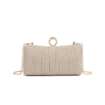 Pleated Evening Bag, Elegant and Luxurious Banquet Clutch, Shoulder Crossbody Bag for Girls, Enhances Temperament