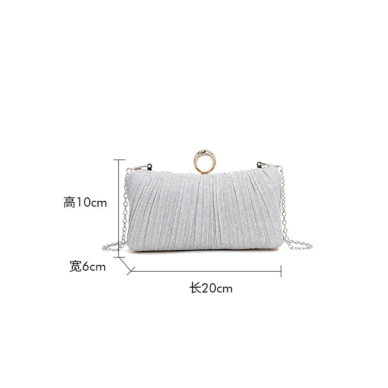 Pleated Evening Bag, Elegant and Luxurious Banquet Clutch, Shoulder Crossbody Bag for Girls, Enhances Temperament