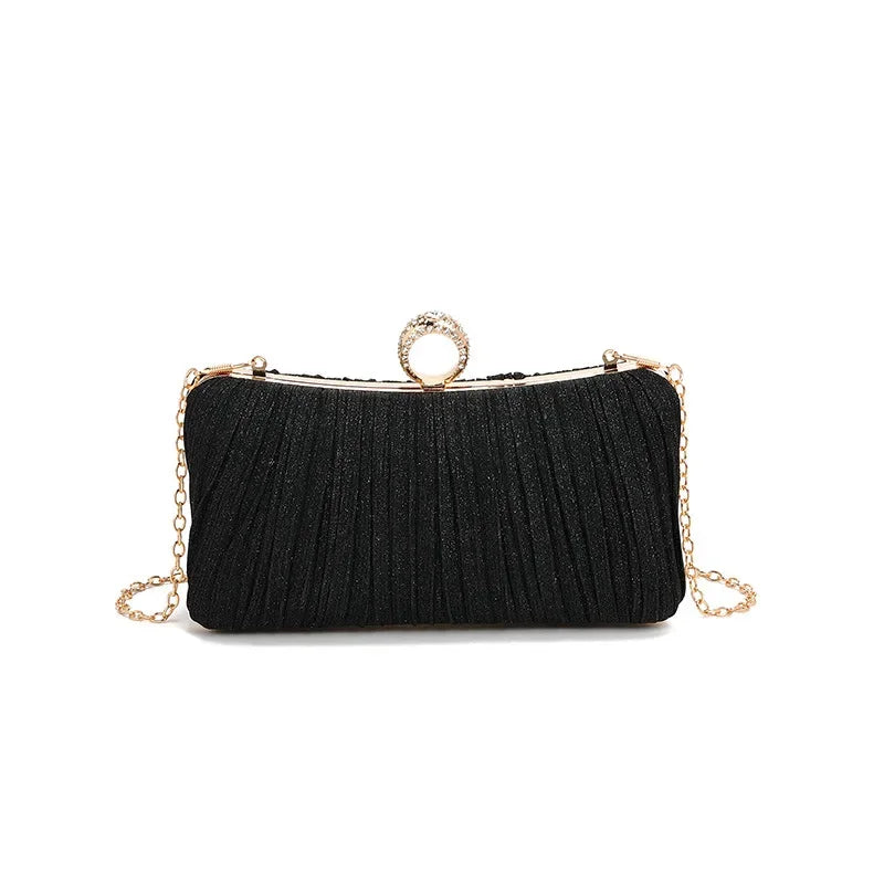 Pleated Evening Bag, Elegant and Luxurious Banquet Clutch, Shoulder Crossbody Bag for Girls, Enhances Temperament