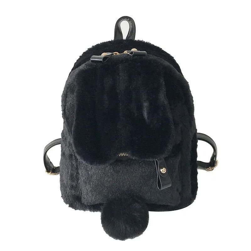 Plush Bunny Ears Backpack Kids Backpack Student School Bag Cartoon Plush Bunny Girl Outdoor Versatile Travel Rucksack