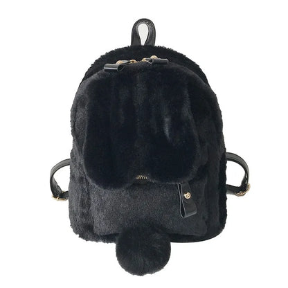 Plush Bunny Ears Backpack Kids Backpack Student School Bag Cartoon Plush Bunny Girl Outdoor Versatile Travel Rucksack