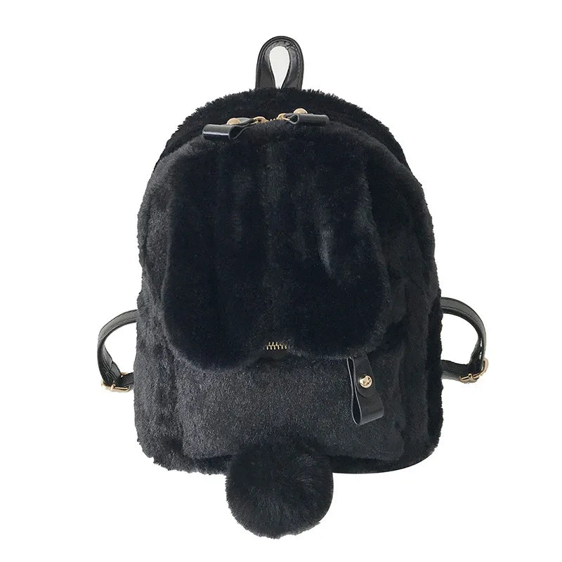 Plush Bunny Ears Backpack Kids Backpack Student School Bag Cartoon Plush Bunny Girl Outdoor Versatile Travel Rucksack