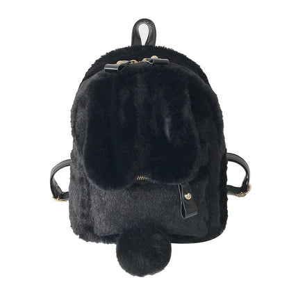 Plush Bunny Ears Backpack Kids Backpack Student School Bag Cartoon Plush Bunny Girl Outdoor Versatile Travel Rucksack