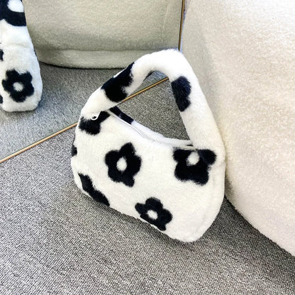 Plush Flower Plush Bag New Niche Handbag Shoulder Bag for Women  Purses and Handbags Luxury Designer Hand Bags