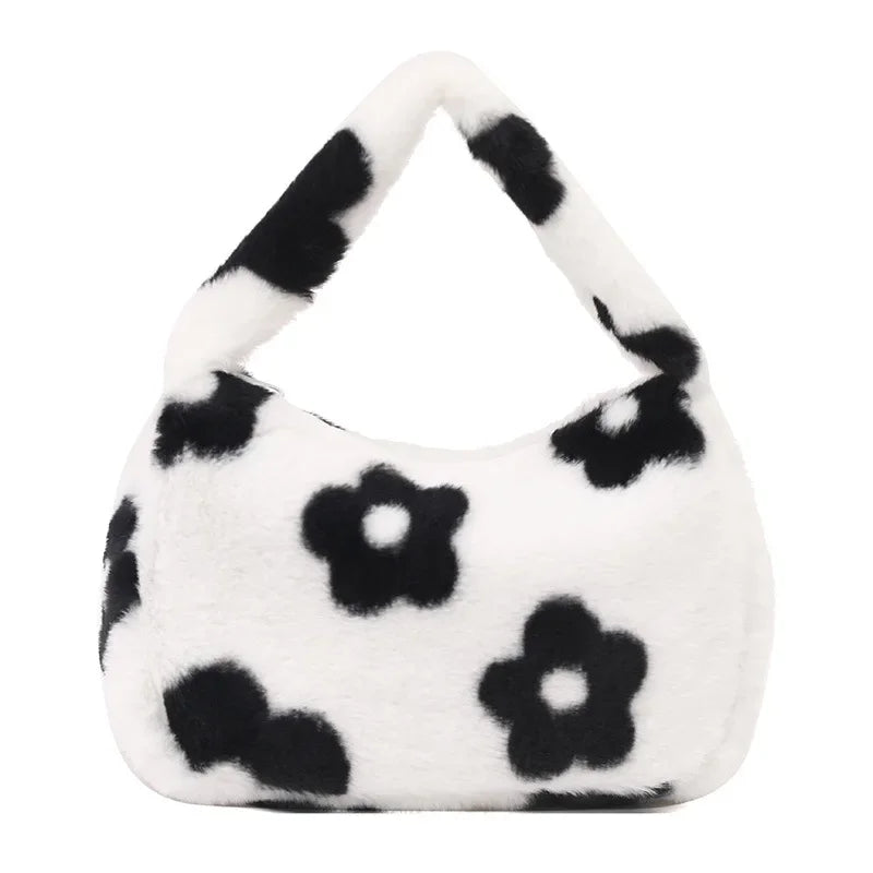 Plush Flower Plush Bag New Niche Handbag Shoulder Bag for Women  Purses and Handbags Luxury Designer Hand Bags