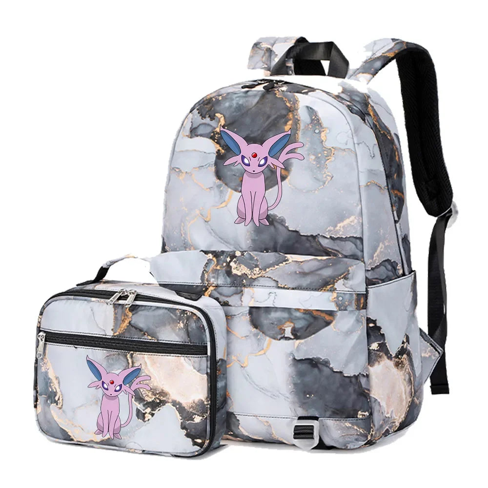 Pokemon Rayquaza Eevee Psyduck 2Pcs Boys Girls Kids School Book Bags Travel Women Backpack Lunch Bag for Student Teenagers Sets