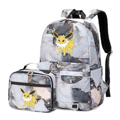 Pokemon Rayquaza Eevee Psyduck 2Pcs Boys Girls Kids School Book Bags Travel Women Backpack Lunch Bag for Student Teenagers Sets